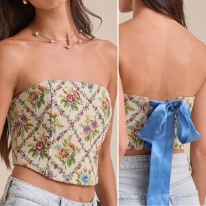 ALTAR'D STATE Demi Brocade Tie Back Corset XL NEW NWOT